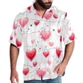 thumbnail image 1 of Valentine's Day Love ECG Men's Short Sleeve Beach Shirts, Casual Poplin Button Down Shirt, Summer Casual Printed Unisex Shirts, 1 of 6