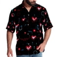 thumbnail image 1 of Valentine's Day Love ECG Men's Short Sleeve Button Down Hawaiian Shirts for Summer Beach Casual Printed Style, 1 of 6