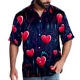thumbnail image 1 of Valentine's Day Love ECG Men's Short Sleeve Hawaiian Print Button Down Beach Shirt, 1 of 6