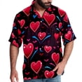 thumbnail image 1 of Valentine's Day Love ECG Men's Short Sleeve Poplin Beach Shirts, Casual Printed Button Down Summer Hawaiian Shirt - Unisex, 1 of 6