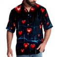 thumbnail image 1 of Valentine's Day Love ECG Men's Short Sleeve Poplin Beach Shirts, Casual Printed Button Down Summer Hawaiian Shirt - Unisex, 1 of 6