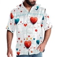 thumbnail image 1 of Valentine's Day Love ECG Men's Short Sleeve Poplin Shirt, Casual Printed Button Down, Summer Beach Hawaiian Shirts, Unisex, 1 of 6
