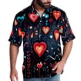 thumbnail image 1 of Valentine's Day Love ECG Men's Short Sleeve Shirts, Casual Hawaiian Print Button Down Summer Beach Top Unisex, 1 of 6