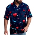 thumbnail image 1 of Valentine's Day Love ECG Men's Spread Collar Tops, Casual Button Down Shirts for Summer Beach, Printed Short Sleeve Shirts - Unisex, 1 of 6