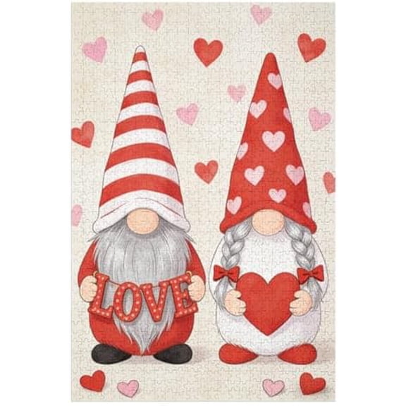 Valentine’s Day Love Gnomes 500 Piece Jigsaw Puzzle for Adults, Romantic Garden Artwork, Relaxing Family Game & Seasonal Decor
