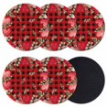 thumbnail image 1 of Valentine's Day Love Heart Coasters Set of 6, Absorbent Coasters for Drinks, Eucalyptus Red Plaid Love Heart Coaster for Desk Coffee Table Protection, Home Decor House Warming Gifts 4", 1 of 8