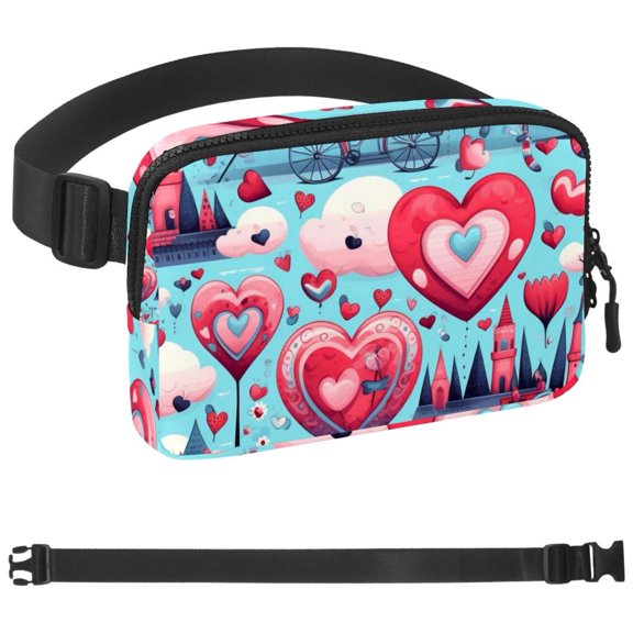 Valentine's Day Love Heart Fanny Pack for Men Women, Crossbody Waist Bag Pack, Belt Bag for Travel Walking Running Hiking Cycling, Easy Carry Any Phone, Wallet