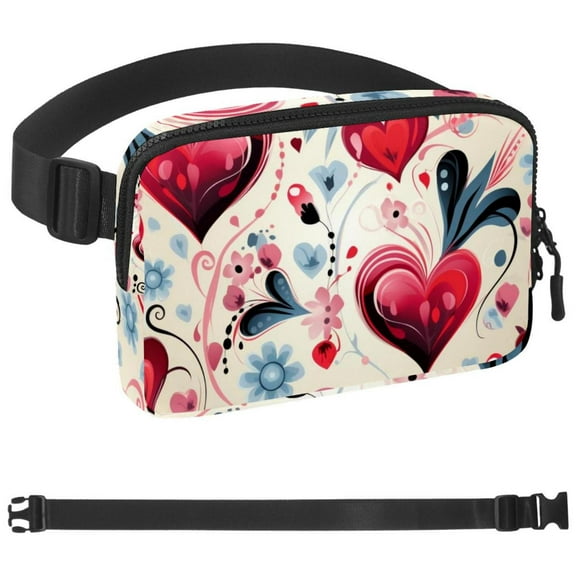 Valentine's Day Love Heart Fanny Pack, Quick Release Buckle Travel Sport Waist Fanny Pack Bag for Men Or Women