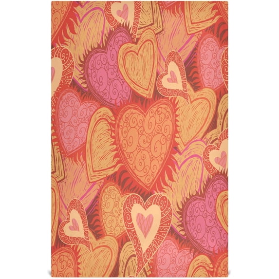 Valentine's Day Love Heart Kitchen Dish Towel 1 Pack, Soft Absorbent Dishcloths Reusable Hand Towel Washable Tea Towels for Home Kitchen Bar Table Decor, 28 x 18 Inch