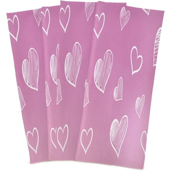 Valentine's Day Love Heart Kitchen Dish Towel 1 Pack, Soft Absorbent Dishcloths Reusable Hand Towel Washable Tea Towels for Home Kitchen Bar Table Decor, 28 x 18 Inch