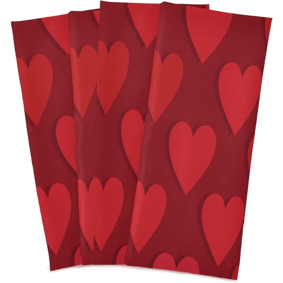 Valentine's Day Love Heart Kitchen Dish Towel 6 Pack, Soft Absorbent Dishcloths Reusable Hand Towel Washable Tea Towels for Home Kitchen Bar Table Decor, 28 x 18 Inch