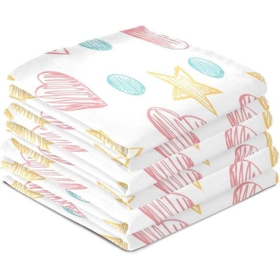 Valentine's Day Love Heart Kitchen Dish Towel 6 Pack, Soft Absorbent Dishcloths Reusable Hand Towel Washable Tea Towels for Home Kitchen Bar Table Decor, 28 x 18 Inch