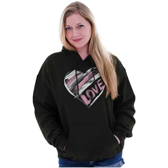 Valentine's Day Love Heart Sketch Women Plus Size Graphic Pullover Hoodie Brisco Brands 2X