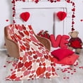 thumbnail image 1 of Valentine's Day Love Heart Throw Blanket, 27.5" x 39.4" Lightweight Ultra Soft Flannel Blanket for Her Girlfriend, Pink Red Warm Cosy Fuzzy Throw Blanket for Sofa and Bed Valentines Day Blanket, 1 of 6