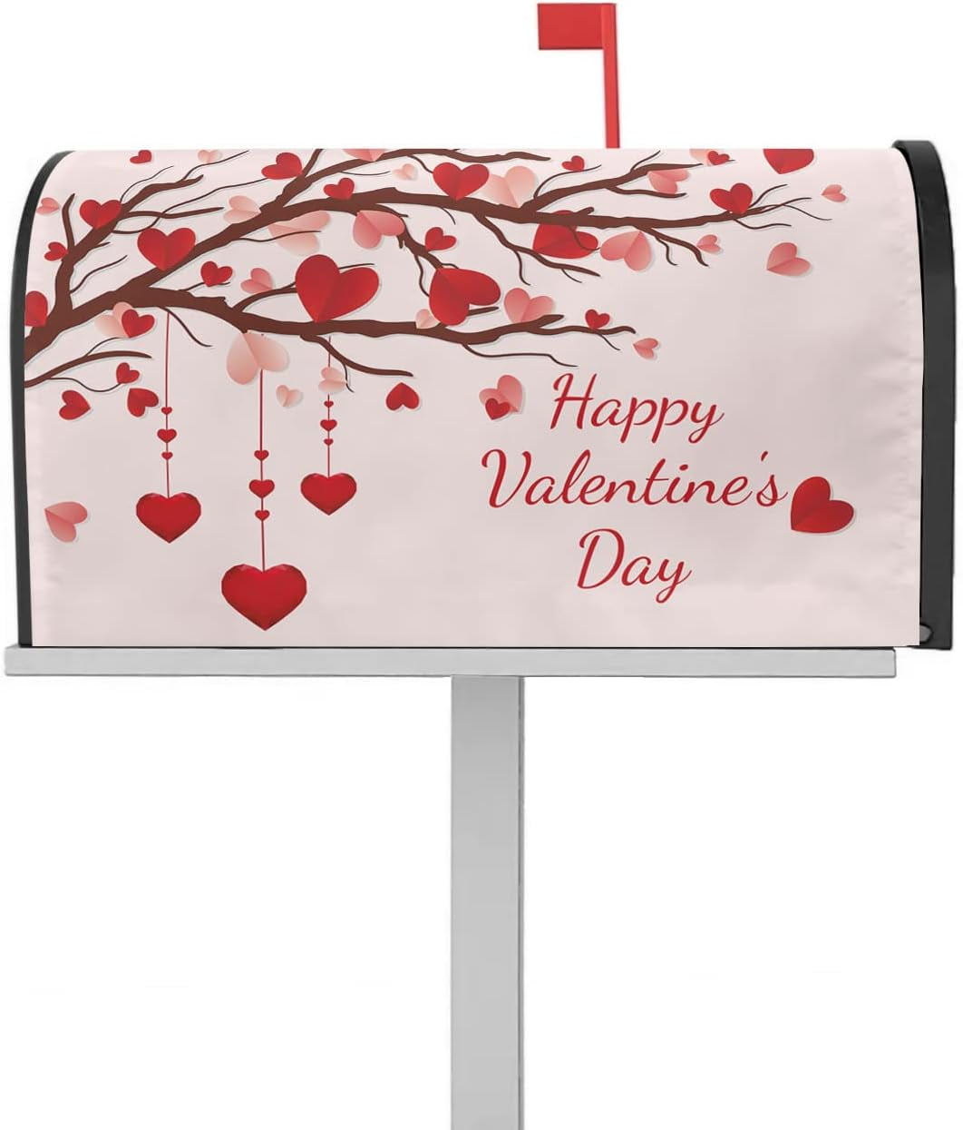 Valentine''s Day Love Heart Tree Mailbox Cover Magnetic Mailbox Wraps, Pink Mailbox Covers Large Size 21x25.5 Inch Mail Wrap Post Letter Box Valentines Decoration for Outdoor Gardern Yard