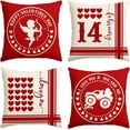thumbnail image 1 of Valentine''s Day Love Heart Truck Cupid Throw Pillow Covers, 18 x 18 Inch Red Wedding Cushion Case Decoration for Sofa Couch Set of 4, 1 of 6