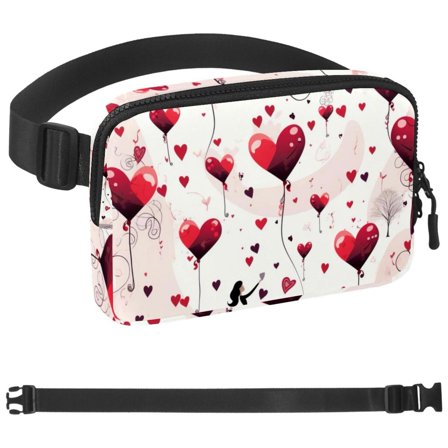 Valentine's Day Love Heart Waist Pack for Running Fanny Pack for Women and Men Crossbody Belt Bag Bum Bag with Adjustable Strap for Sports