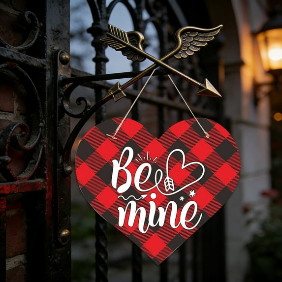 Valentine’s Day Love Heart Welcome Door Sign Valentine Wooden Hanging Decorations Wall Art Decor Red Heart Rustic Farmhouse Front Door Sign Romantic Home Wedding Outdoor Holiday Decor