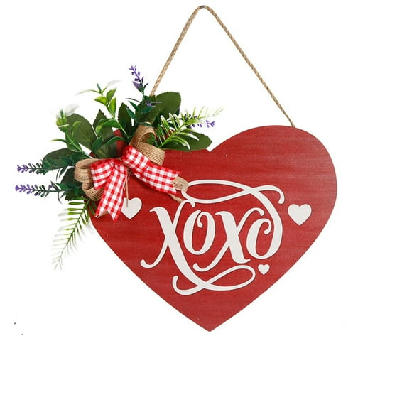 Valentine's Day Love Heart Wooden Door Hanger - Home Decor Wall Hanging Sign for Bedroom, Living Room, Wedding, Anniversary, or Romantic Gift Idea,B