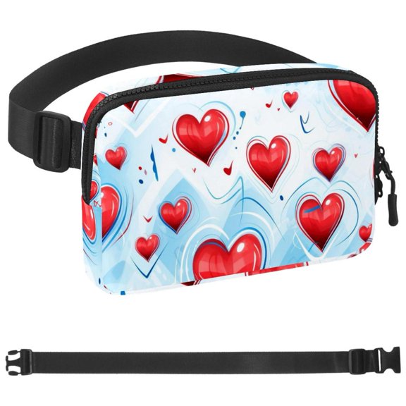 Valentine's Day Love Heartbeat Crossbody Fanny Pack, Gifts for Enjoy Sports Festival Workout Traveling Running Casual Hands-Free Wallets Waist Pack Phone Bag