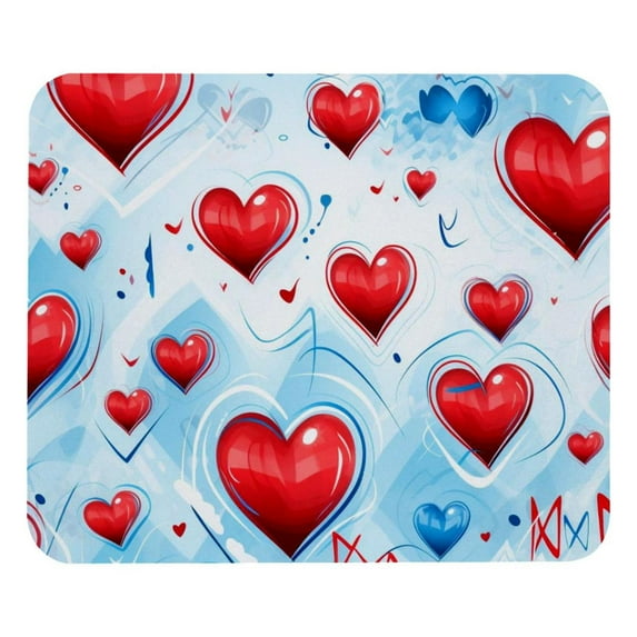 Valentine's Day Love Heartbeat Mouse Pad for Laptop Wireless Mouse Home Office Travel, Portable & Washable