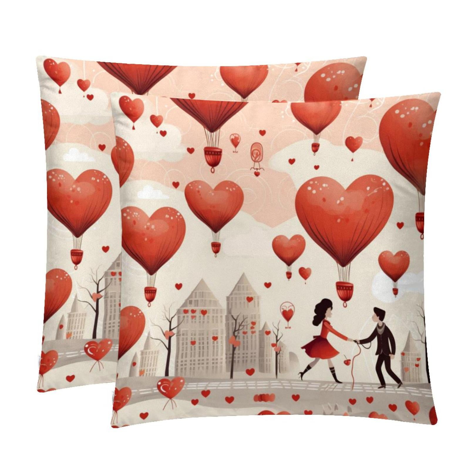 Valentine's Day Love Hearts Pattern 2pc Luxurious Velvet Throw Pillow ...