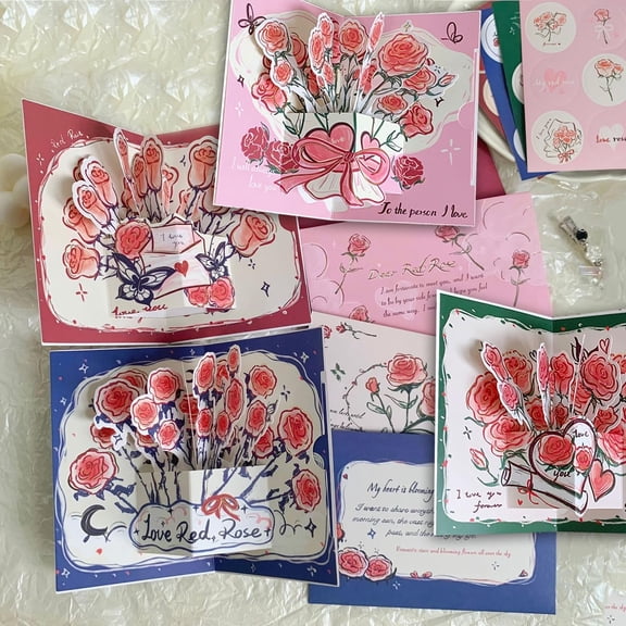 Valentine's Day Love Letter Set With Envelope,Handwritten Style Card & Sealing Wax Stickers Stationery For Couples Anniversary Proposal Wedding For Him Or Her