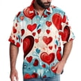 thumbnail image 1 of Valentine's Day Love Men's Casual Printed Button Down Short Sleeve Poplin Hawaiian Beach Shirt with Spread Collar Tops, 1 of 6