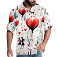 thumbnail image 1 of Valentine's Day Love Men's Hawaiian Shirt, Short Sleeve Printed Button Down Beach Casual Tops, Summer Spread Collar Men's Shirts, 1 of 6