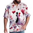thumbnail image 1 of Valentine's Day Love Men's Poplin Shirt, Casual Short Sleeve Printed Button Down Summer Beach Unisex Shirts, 1 of 6