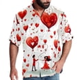 thumbnail image 1 of Valentine's Day Love Men's Short Sleeve Beach Shirts Button Down Poplin Casual Printed Summer Unisex, 1 of 6