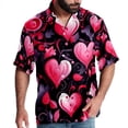 thumbnail image 1 of Valentine's Day Love Men's Short Sleeve Beach Shirts, Casual Printed Button Down Poplin Shirt Summer., 1 of 6