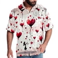 thumbnail image 1 of Valentine's Day Love Men's Short Sleeve Hawaiian Print Button Down Beach Shirt, 1 of 6