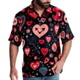 thumbnail image 1 of Valentine's Day Love Men's Short Sleeve Poplin Shirt, Casual Printed Button Down Top for Summer Beach, Spread Collar Unisex Beach Shirt, 1 of 6