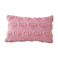 thumbnail image 1 of Valentine's Day Love Quilted Plush Single-sided Pillowcase 12x20 Inch, Heart Embroidery Cushion Cover for Sofa, Pink Soft Throw Pillow Case Home Decor (No Insert), 1 of 3