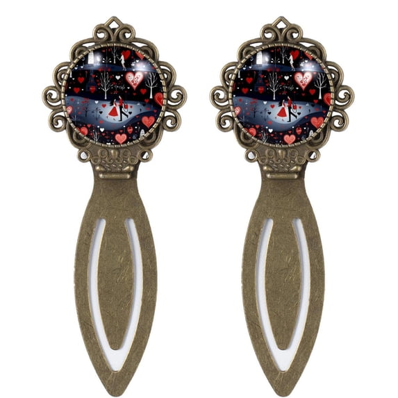 Valentine's Day Love Reading Accessories: Vintage Copper-Colored Lace Bookmarks - Set of 2 Stainless Steel Book Markers