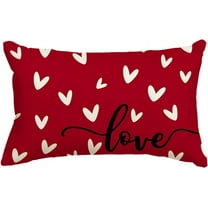 Valentine''s Day Love Red Throw Pillow Cover, 12 x 20 Inch Anniversary Wedding Cushion Case Decoration for Sofa Couch