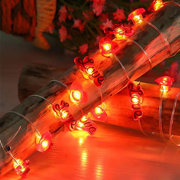 Valentine's Day Love Rose Small Colorful LED String Lights 20 LEDs 78 Inch, Battery Operated Romantic Warm Glow, DIY Shaping for Bedroom Party Wedding Proposal Decoration