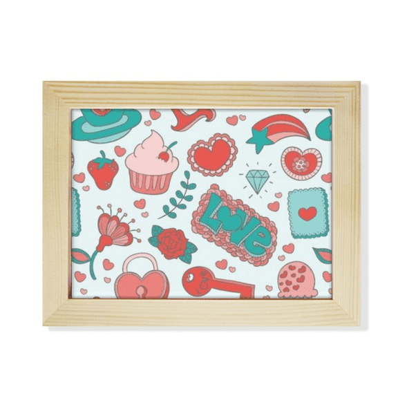 Valentine's Day Love Strawberry Heart Desktop Photo Frame Picture Art Decoration Painting 6x8 inch