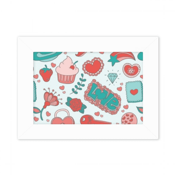 Valentine's Day Love Strawberry Heart Photo Mount Frame Picture Art Painting Desktop 5x7 inch