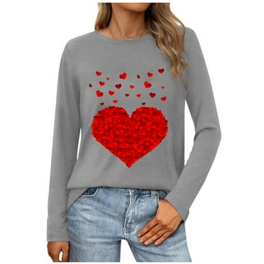 Valentine's Day Love Sweatshirt for Women Casual Shirts Long Sleeve Round Neck Slogan Pullover Sweater Tops