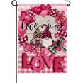 thumbnail image 1 of Valentine''s Day Love Sweet Gnome Small Decorative Garden Flag, Pink Heart Plaid Stripes Leopard Yard Lawn Outside Decor, Anniversary Wedding Farmhouse Outdoor Home Decoration Double Sided 12x18, 1 of 5