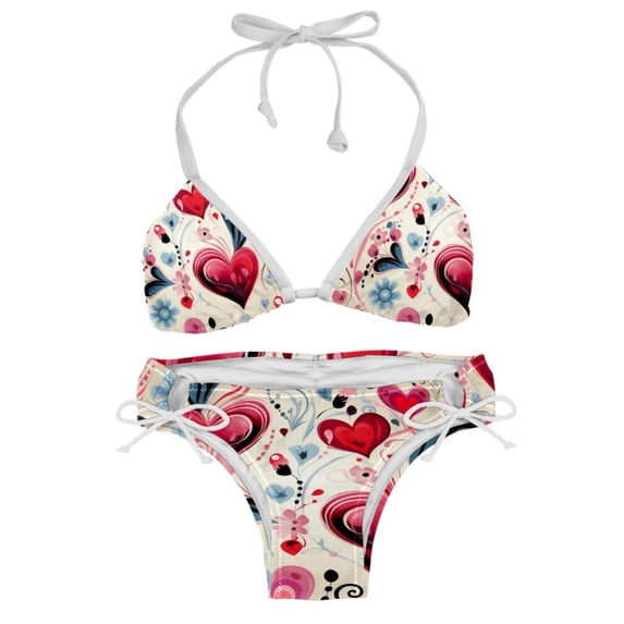Valentine's Day Love Swim Suit Bikini Sets with Detachable Sponge & Adjustable Strap, Two-Pack - Versatile Swimwear for Any Occasion