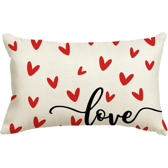 Valentine''s Day Love Throw Pillow Cover, 12 x 20 Inch Anniversary Wedding Cushion Case Decoration for Sofa Couch