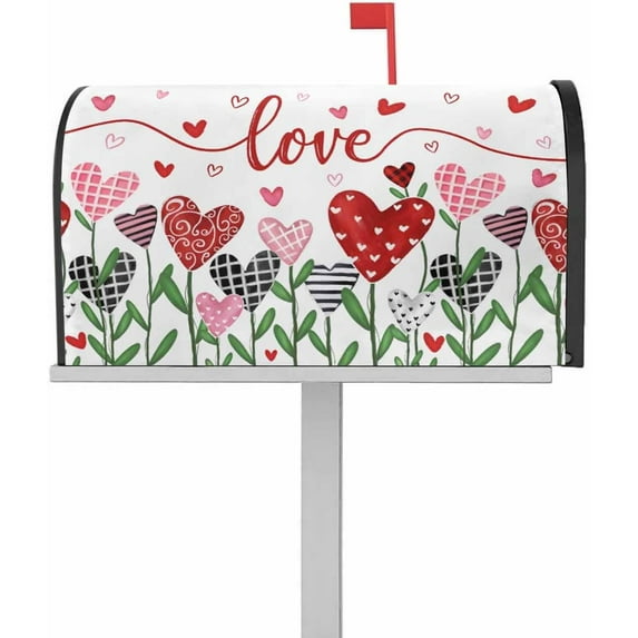 Valentine''s Day Love Tree Mailbox Cover Magnetic Mailbox Wraps,Red Pink Heart Mailbox Covers Large Size 21x25.5 Inch Mail Wrap Post Box Valentines Decoration for Outdoor Gardern Yard