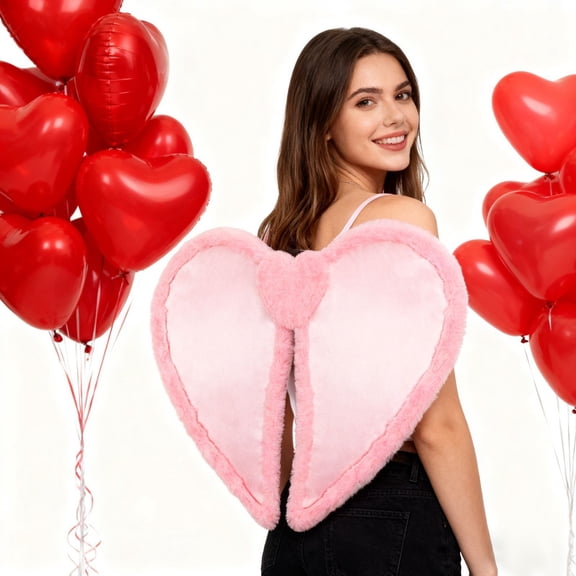 Valentine's Day Love Wings Decoration, Party Stage Backdrop Prop, Large Heart Themed Decor for Photo Booth and Events