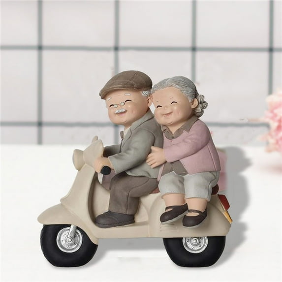 Valentine's Day Loving Elderly Couple Figurines, Old Married Couple Figure,Resin Husband and Wife Statue Grandparents Figure Collectibles for Christmas Valentine's Day Birthday Gift