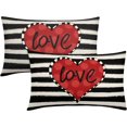 thumbnail image 1 of Valentine''s Day Lumbar Pillow Covers 12X20 Inch Set of 2 Red Love Heart Stripes Valentine Rectangular Pillow Cases Valentines Cushion Case Anniversary Wedding Home Decor for Sofa Couch Bedroom, 1 of 6