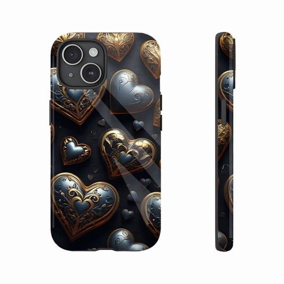 Valentine's Day Luxury Embossed Metal Heart Design Phone Case for iPhone 11/12/13/14/15/16 (Pro Max/Plus) Ideal for Gifting & Showing Love