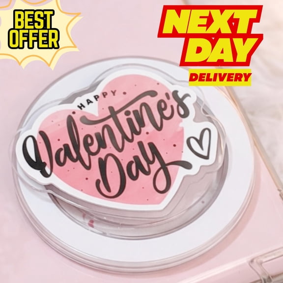 Valentines Day MagSafe Phone Grip: Cute Heart Magnetic Phone Holder, Romantic Gift for Girlfriend, E-reader Popgrip, Love Phone Accessory